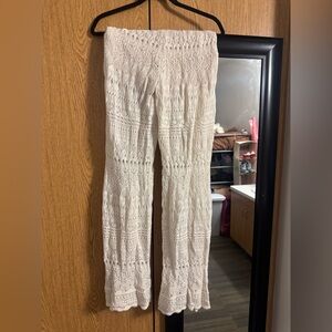 Cream Crochet Lace Pants